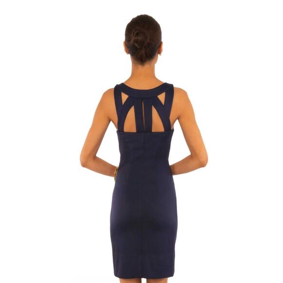 Gretchen Scott Jersey Isosceles Dress - Solid Navy NWT Size Small - Picture 3 of 10